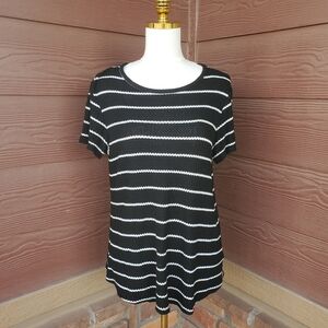 everleigh black and white striped waffle knit top women's size large